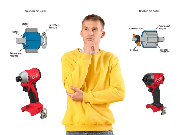 A new tradie comparing brushless vs brushed motor diagrams.