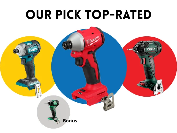 op-rated brushless impact drivers for professional use: Milwaukee, Makita, Metabo, plus HiKOKI bonus.